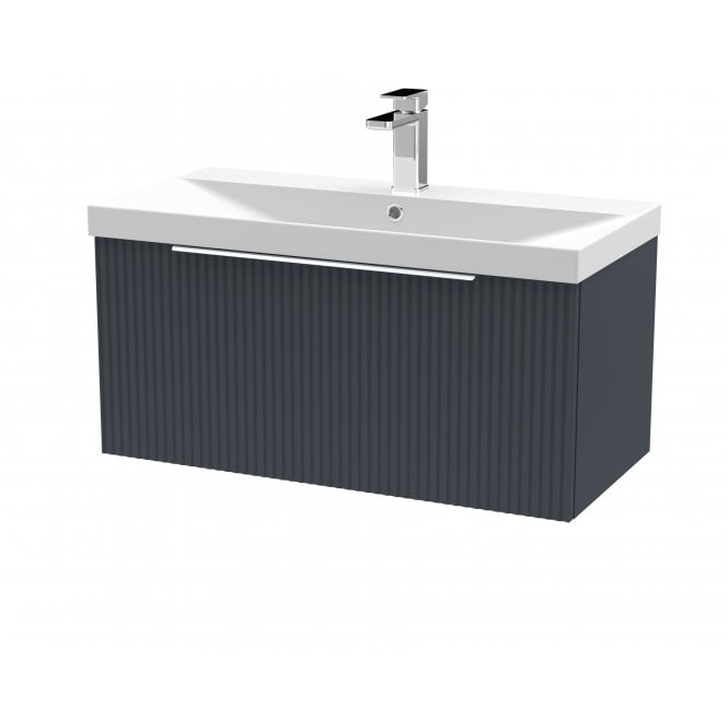 Hudson Reed  800mm Wall Hung Single Drawer Vanity & Basin 3 Satin Anthracite DFF1496D