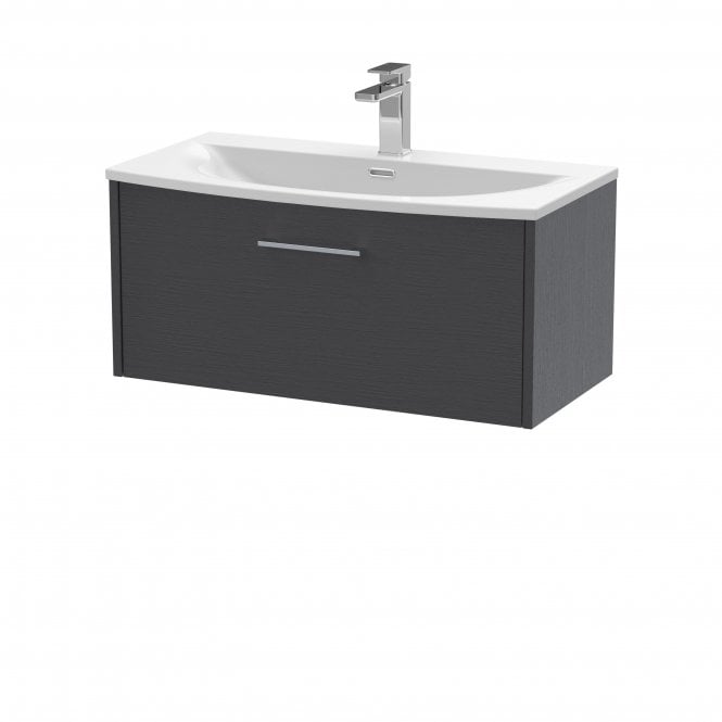Hudson Reed  800mm Wall Hung Single Drawer Vanity & Basin 4 Graphite Grey JNU2225G