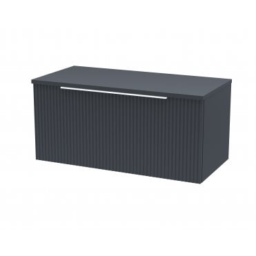 Hudson Reed 800mm Wall Hung Single Drawer Vanity & Worktop Satin Anthracite DFF1496W