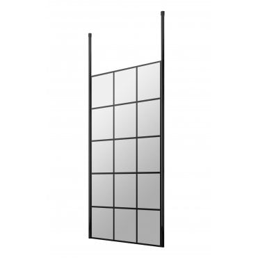 Hudson Reed 900mm Black Framed Screen With Ceiling Posts