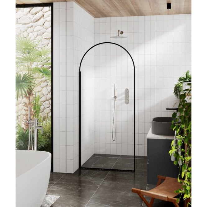 Hudson Reed  Arched Wetroom Screen 900mm Matt Black