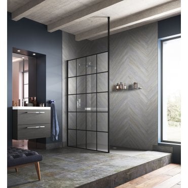 Hudson Reed Black Wetroom Screen Ceiling Post