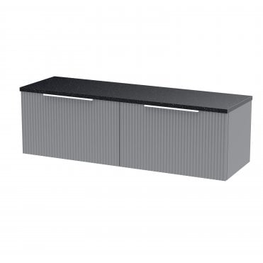 Hudson Reed Fluted 1200 Wall Hung 2-Drawer Vanity & Laminate Worktop DFF294LSB2