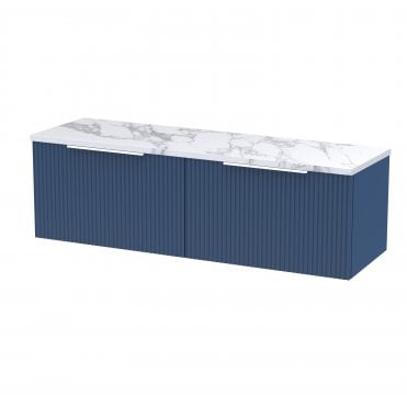 Hudson Reed Fluted 1200 Wall Hung 2-Drawer Vanity & Laminate Worktop DFF394LCM2