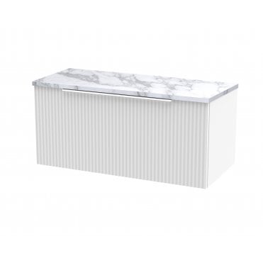 Hudson Reed Fluted 800mm Wall Hung Single Drawer Vanity & Laminate Worktop DFF196LCM