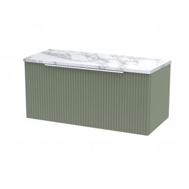 Hudson Reed Fluted 800mm Wall Hung Single Drawer Vanity & Laminate Worktop DFF896LCM