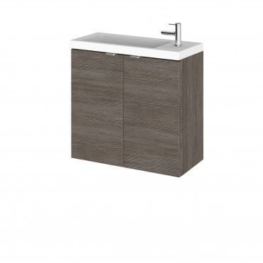 Hudson Reed Fusion Brown Grey Avola 600mm Wall Hung Vanity Unit & Basin