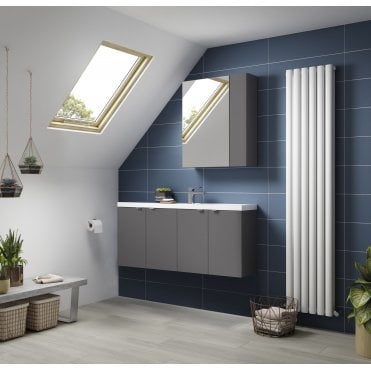 Hudson Reed Fusion Gloss Grey 1200mm Wall Hung Vanity Unit & Basin - Compact