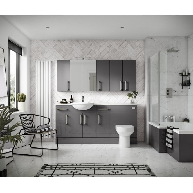 Hudson Reed  Fusion Gloss Grey 300mm Base Unit - Compact