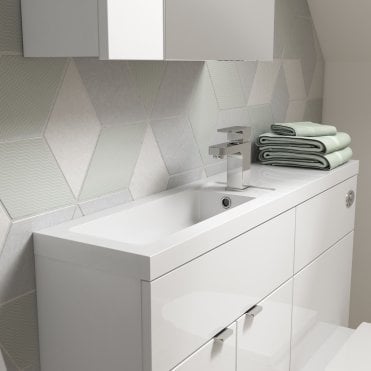 Hudson Reed Fusion Gloss White 300mm Drawer Lined Unit