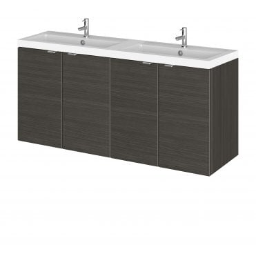 Hudson Reed Fusion Hacienda Black 1200mm Wall Hung Vanity Unit & Double Basin