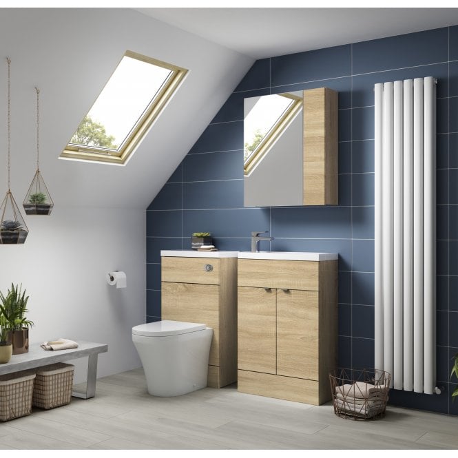 Hudson Reed  Fusion Natural Oak 500mm WC Unit & Top -  Compact