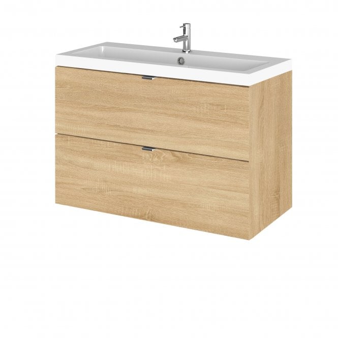 Hudson Reed  Fusion Natural Oak 800mm Wall Hung Vanity Unit & Basin