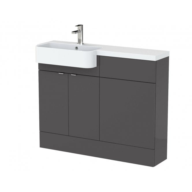 Hudson Reed  Gloss Grey 1100mm Combination Unit & Left Hand Semi Recessed Basin