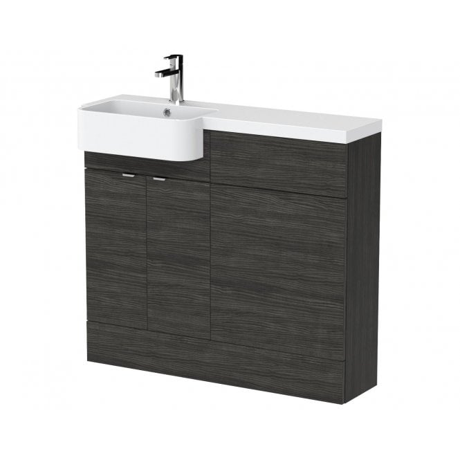 Hudson Reed  Hacienda Black 1000mm Combination Unit & Left Hand Semi Recessed Basin