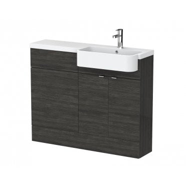 Hudson Reed Hacienda Black 1100mm Combination Unit & Right Hand Semi Recessed Basin