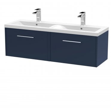 Hudson Reed Juno 1200mm Wall Hung 2-Drawer Vanity & Double Basin JNU2922F