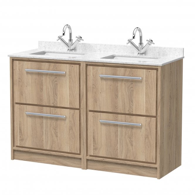 Hudson Reed  Lille 1200mm Floor Standing 4-Drawer Vanity with Marble Worktop Basin LIL3033WS2