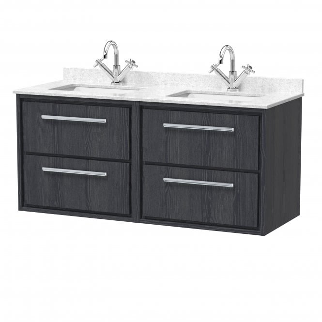 Hudson Reed  Lille 1200mm Wall Hung 4-Drawer Vanity with Marble Worktop Basin LIL2224WS2