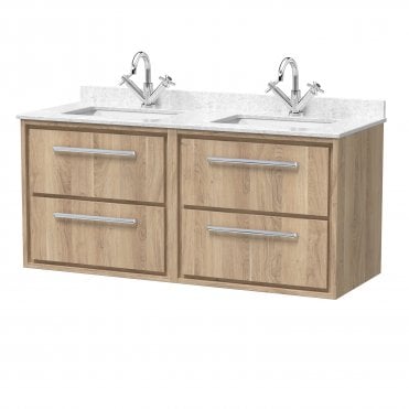 Hudson Reed Lille 1200mm Wall Hung 4-Drawer Vanity with Marble Worktop Basin LIL3024WS2
