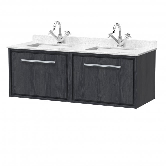 Hudson Reed  Lille 1200mm Wall Hung Single Drawer Vanity with Marble Worktop Basin LIL2222WS2
