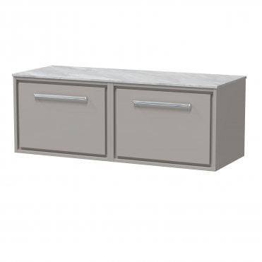Hudson Reed Lille 1200mm Wall Hung Single Drawer Vanity with Marble Worktop LIL3222GMT2