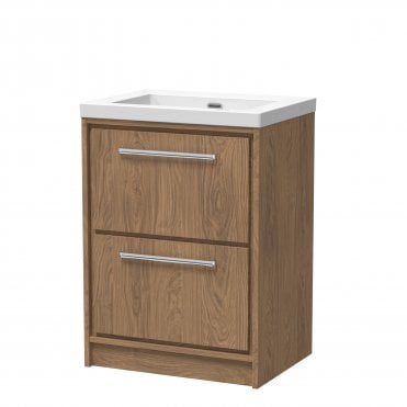 Hudson Reed Lille 600mm Floor Standing 2-Drawer Vanity with Basin - 0 Tap Hole LIL2733K