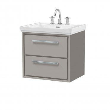 Hudson Reed Lille 600mm Wall Hung 2-Drawer Vanity with Basin - 3 Tap Hole LIL3224B