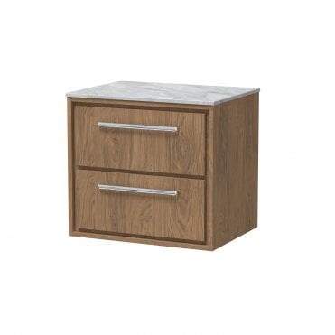 Hudson Reed Lille 600mm Wall Hung 2-Drawer Vanity with Marble Worktop LIL2724GMT