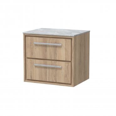 Hudson Reed Lille 600mm Wall Hung 2-Drawer Vanity with Marble Worktop LIL3024GMT