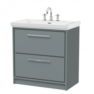 Hudson Reed Lille 800mm Floor Standing 2-Drawer Vanity with Basin - 3 Tap Hole LIL2335B