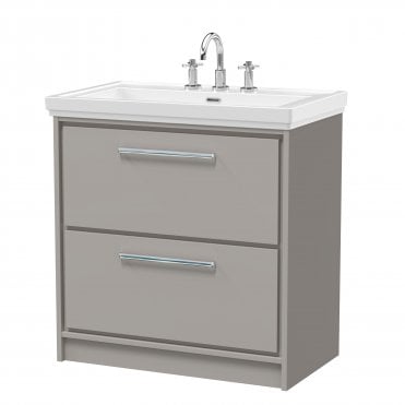 Hudson Reed Lille 800mm Floor Standing 2-Drawer Vanity with Basin - 3 Tap Hole LIL3235B