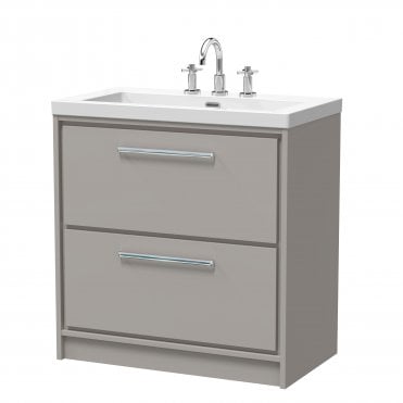 Hudson Reed Lille 800mm Floor Standing 2-Drawer Vanity with Basin - 3 Tap Hole LIL3235M