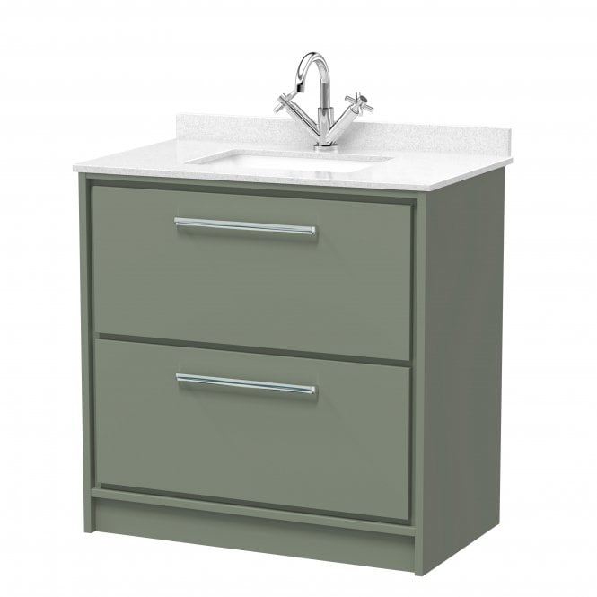 Hudson Reed  Lille 800mm Floor Standing 2-Drawer Vanity with Marble Worktop Basin LIL3135WS1