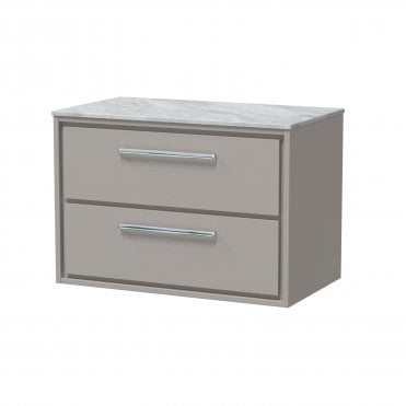 Hudson Reed Lille 800mm Wall Hung 2-Drawer Vanity with Marble Worktop LIL3226GMT