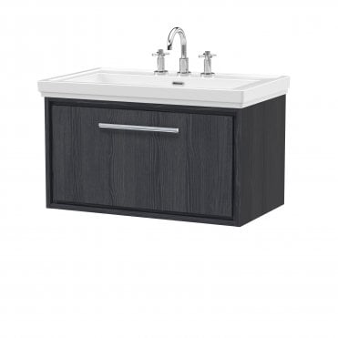 Hudson Reed Lille 800mm Wall Hung Single Drawer Vanity with Basin - 3 Tap Hole LIL2225B