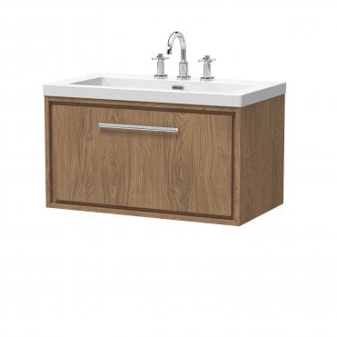 Hudson Reed Lille 800mm Wall Hung Single Drawer Vanity with Basin - 3 Tap Hole LIL2725M