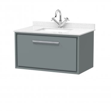 Hudson Reed Lille 800mm Wall Hung Single Drawer Vanity with Marble Worktop Basin LIL2325WS1