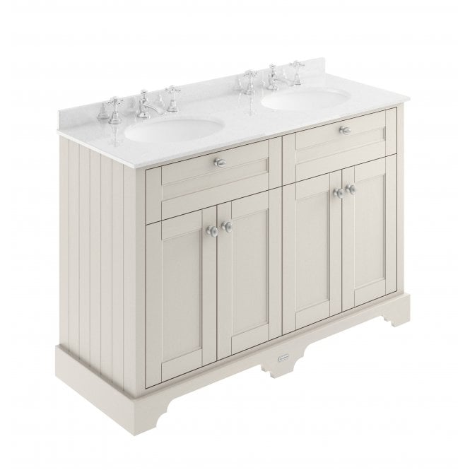 Hudson Reed  Old London Timeless Sand 1200mm Cabinet & Double Marble Top (3TH)