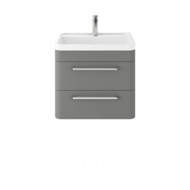 Hudson Reed Solar Cool Grey Wall Hung 600mm Cabinet & Basin