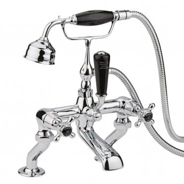 Hudson Reed Topaz Black Crosshead Bath Shower Mixer & Shower Kit Chrome