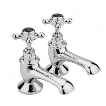 Hudson Reed Topaz Black Crosshead Bath Taps Chrome