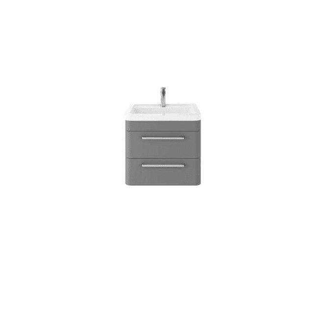 Hudson Reed  Wall Hung 600mm Cabinet & Ceramic Basin Cool Grey SOL202A