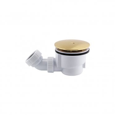 90mm fast flow Brushed Brass shower waste including angle compression connector 40mm