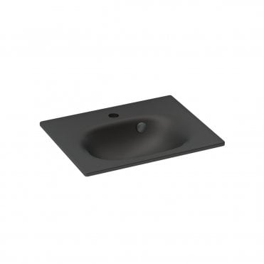 Alma 500mm Slimline 1th Ceramic Basin in Black