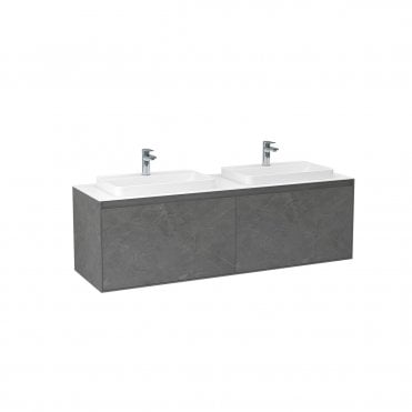 Arco 1600mm Twin single drawer cabinet in Grey Marble