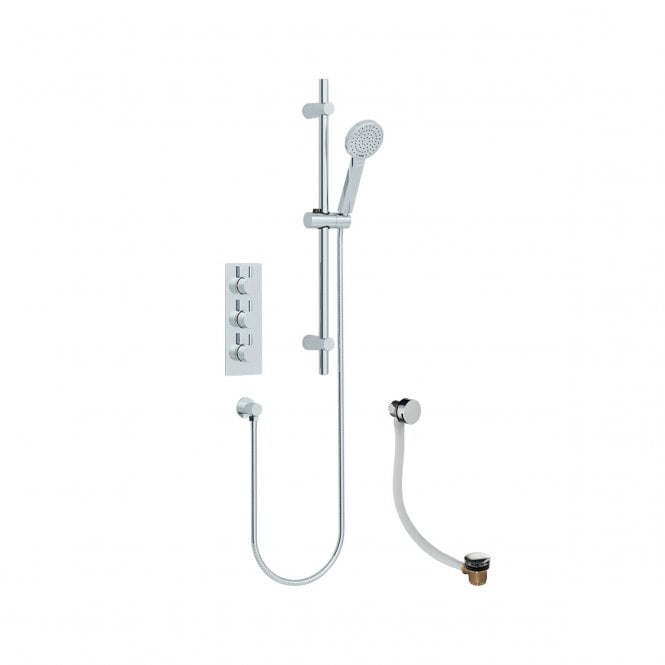 IMEX Arco 3 knob twin outlet concealed valve with New Adjustable head (KI465) and bath overflow filler