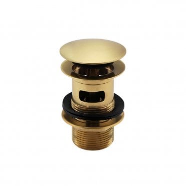 Basin Solid Brass clicker Brushed Brass waste slotted with Brass backnut