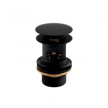 Basin Solid Brass clicker Matt Black waste slotted with Brass backnut