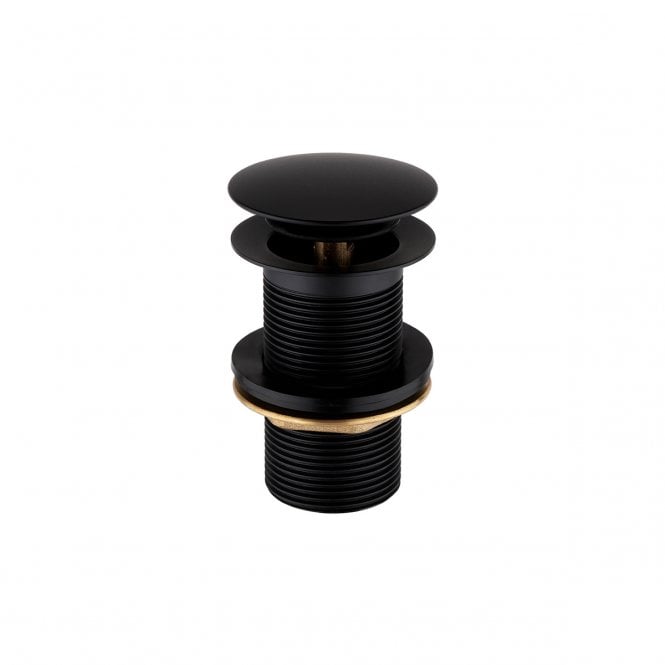 IMEX Basin Solid Brass clicker Matt Black waste Unslotted with Brass backnut
